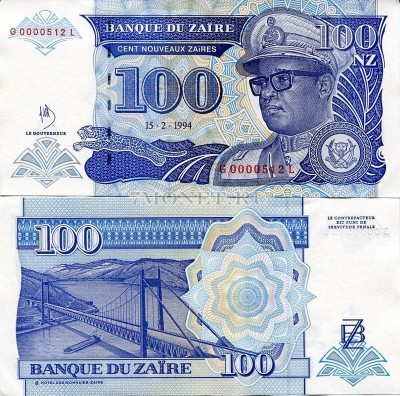 бона Заир 100 новых заиров 1994 год