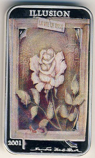 монета Конго 10 франков 2001 год Жизнь в розе - иллюзии PROOF
