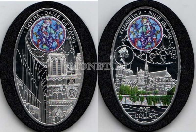 монета Ниуэ 1 доллар 2010 год серия «Соборы Европы» Собор Парижской Богоматери