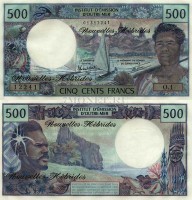 бона Новые Гебриды 500 франков 1970 - 1980 год