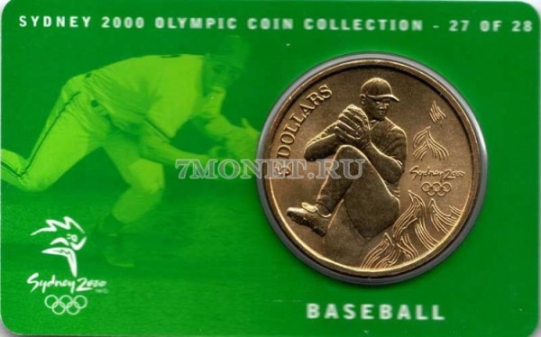 монета Австралия 5 долларов 2000 год Олимпийские игры в Сиднее - Бейсбол, в буклете 27 из 28