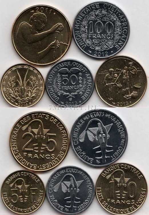 Западная Африка набор из 5-ти монет 2011-2014 год