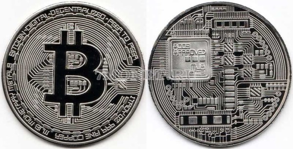 монетовидный жетон Биткоин 2013 год, белый металл