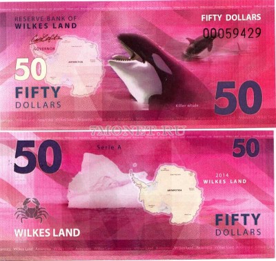 бона Земля Уилкса 50 долларов 2014 год. Косатка