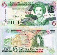 бона Восточные Карибы 5 долларов 2003 год серия А