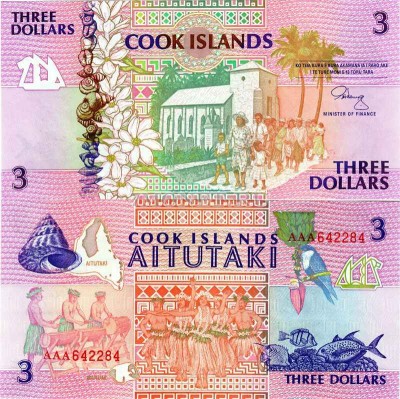 бона Острова Кука 3 доллара 1992 год