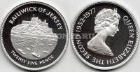 монета Джерси 25 пенсов 1977 год серебряный юбилей королевы Елизаветы II PROOF