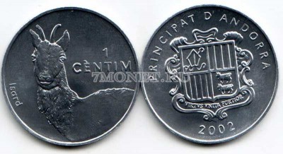 монета Андорра 1 сентим 2002 год Изар