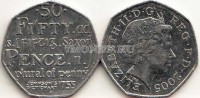 монета Великобритания 50 пенсов 2005 год 250 лет со дня опубликования Словаря Английского языка Сэмюэла Джонсона