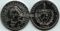 монета Куба 1 песо 1990 год 500 лет открытию Америки - Колумб