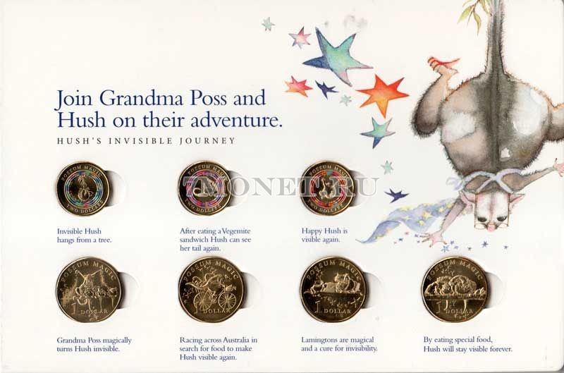 Австралия банковский набор из 8 монет 2017 год Волшебство Опоссума, в буклете