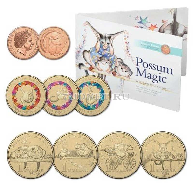 Австралия банковский набор из 8 монет 2017 год Волшебство Опоссума, в буклете