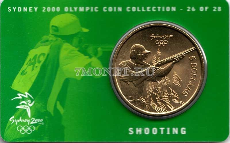 монета Австралия 5 долларов 2000 год Олимпийские игры в Сиднее - Стрельба, в буклете 26 из 28