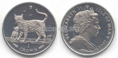 Остров Мэн 1 крона 2002 года бенгальская кошка