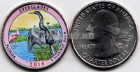 США 25 центов 2014 год штат Флорида Национальный парк Эверглейдс, 25-й, эмаль