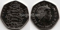 монета Великобритания 50 пенсов 2009 год 250-летие со дня основания "Садов Кью" – Королевского Ботанического сада