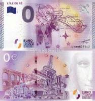 0 евро 2015 год сувенирная банкнота. Остров Ре
