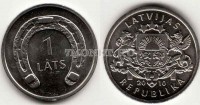 монета Латвия 1 лат 2010 год подкова, повернутая вверх