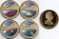 Острова Святой Елены набор из 4-х монет 25 пенсов 2013 года Морские жители