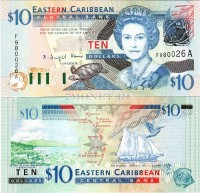 бона Восточные Карибы 10 долларов 2003 год серия А
