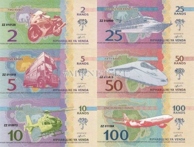 Венда набор из 6-ти банкнот 2015 год Современный транспорт