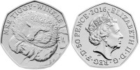 монета Великобритания 50 пенсов 2016 год Ежиха Миссис Тигги-Винкл - 150 лет со дня рождения Беатрис Поттер
