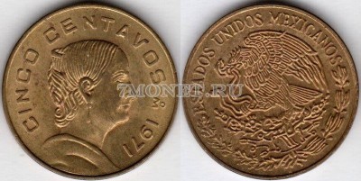 монета Мексика 5 сентаво 1971 год