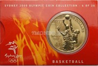 монета Австралия 5 долларов 2000 год Олимпийские игры в Сиднее - Баскетбол, в буклете 6 из 28