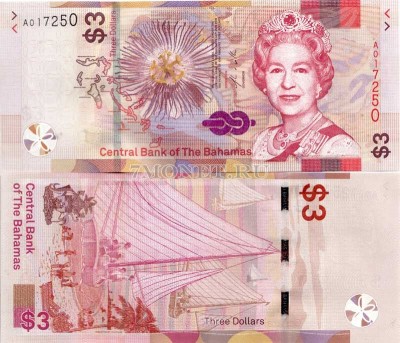 бона Багамы 3 доллара 2019 год 
