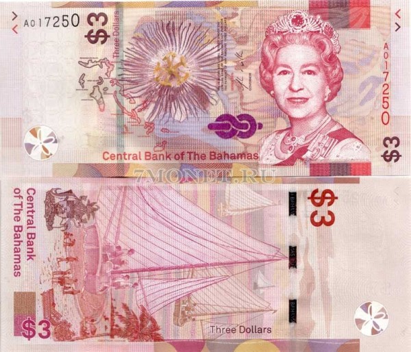 бона Багамы 3 доллара 2019 год 
