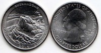США 25 центов 2014D год штат Виргиния Национальный парк Шенандоа, 22-й