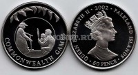 монета Фолклендские острова 50 пенсов 2002 год золотой юбилей Елизавета II - королева на играх Содружества