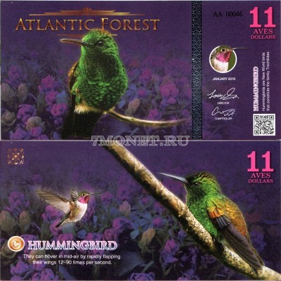 бона Атлантический лес (Южной Америки) 11 долларов 2016 год Колибри