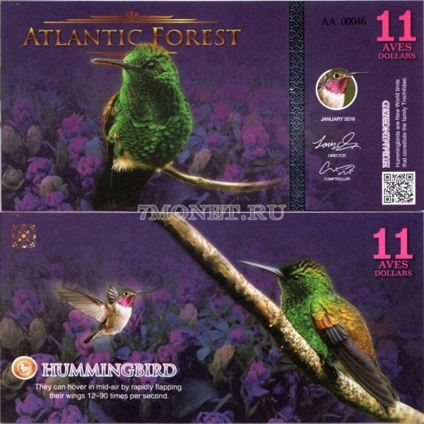 бона Атлантический лес (Южной Америки) 11 долларов 2016 год Колибри