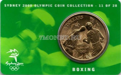 монета Австралия 5 долларов 2000 год Олимпийские игры в Сиднее - Бокс, в букл...
