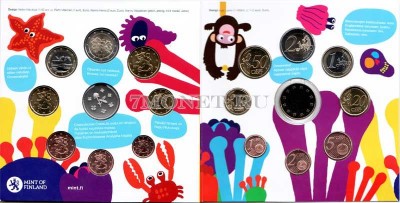 Финляндия ЕВРО набор из 8-ми монет и жетона 2010 год в буклете