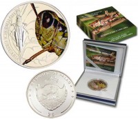 монета Палау 2 доллара 2010 год Кузнечик, PROOF, эмаль