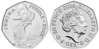 монета Великобритания 50 пенсов 2016 год Утка Джемайма Паддл - 150 лет со дня рождения Беатрис Поттер