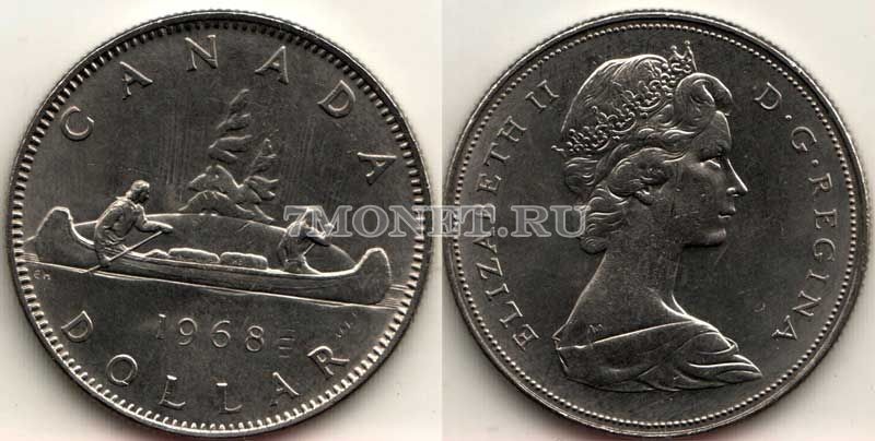 монета Канада 1 доллар 1968 год Вояжёры