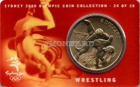 монета Австралия 5 долларов 2000 год Олимпийские игры в Сиднее - Греко-римская борьба, в буклете 24 из 28