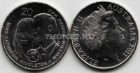 монета Австралия 20 центов 2011 год Свадьба принца Уильяма и Кэтрин Миддлтон