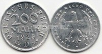 монета Германия 200 марок 1923D год