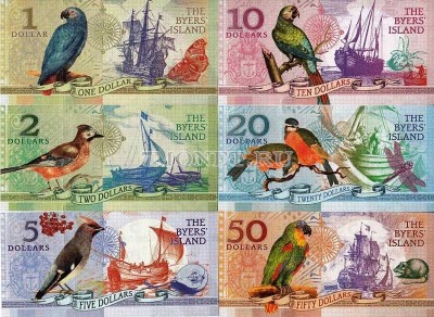 Остров Байерс набор из 6-ти банкнот 2018 год Птицы