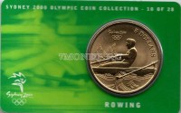 монета Австралия 5 долларов 2000 год Олимпийские игры в Сиднее - Гребля, в буклете 10 из 28