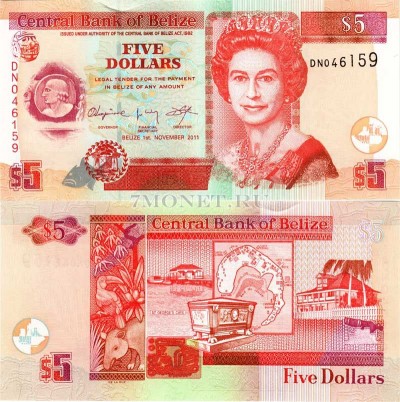 бона Белиз 5 долларов 2011 год