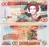 бона Восточные Карибы 20 долларов 2008 год