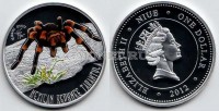 монета Ниуэ 1 доллар 2012 год Мексиканский красноколенный паук-птицеед, PROOF