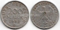 монета Германия 200 марок 1923G год