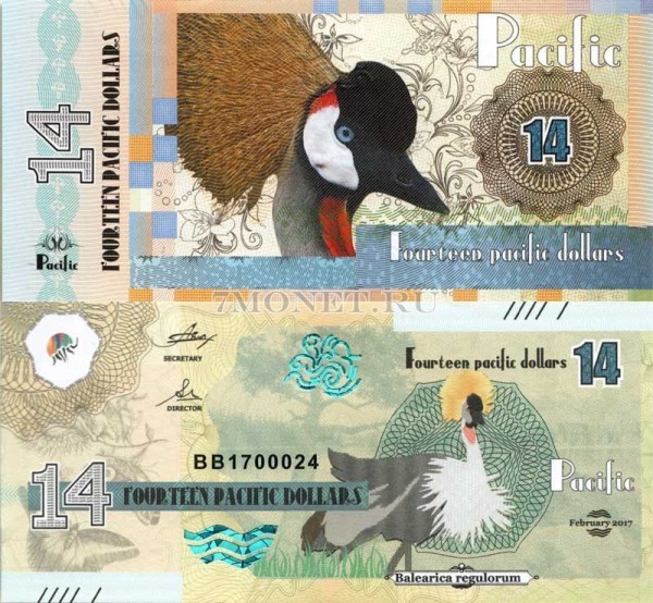 бона Тихий океан 14 долларов 2017 год Восточный венценосный журавль