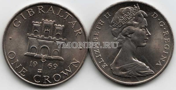 монета Гибралтар 1 крона 1969 год